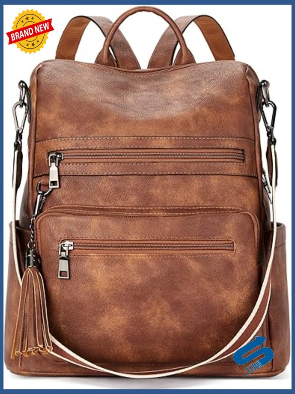 Vegan Leather Laptop Travel Backpack Purse - Large College Bag
